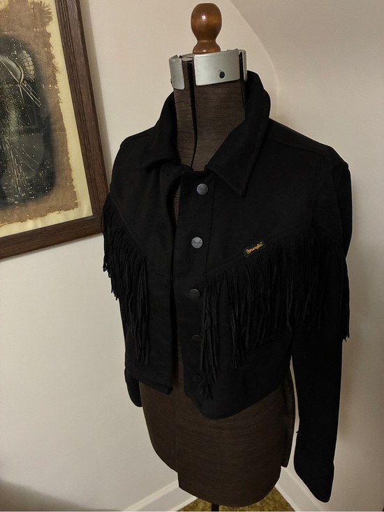 Wrangler Jackets & Blazers - Vegan Suede Wrangler Cropped Fringe Jacket